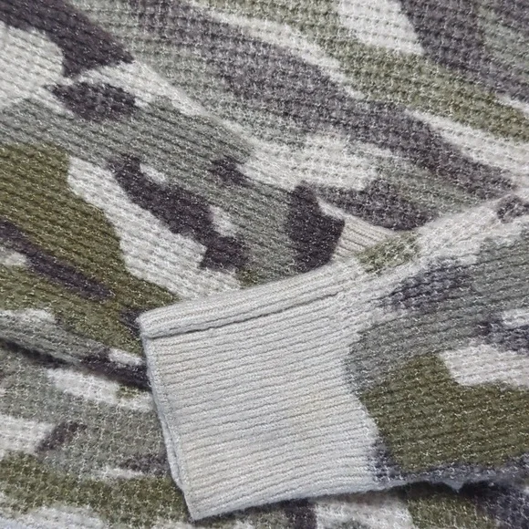 Vintage Havana Cropped Waffle Thermal Sweatshirt Hoodie - Picture 3 of 6